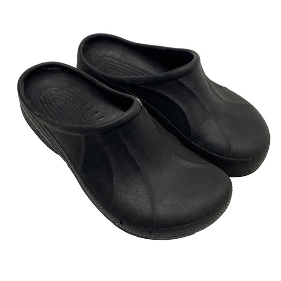 Crocs Comfort Black Clogs Shoes Women's Size 7 Mens 5 Backless Slip On No Holes - Picture 1 of 12